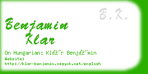 benjamin klar business card